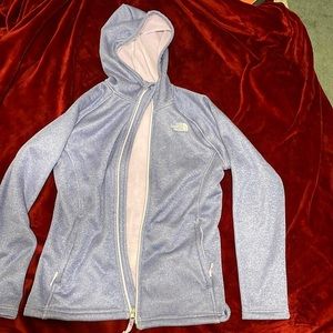 Purple fleece lined north face jacket